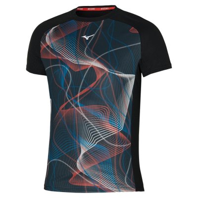 Camisa Mizuno AERO Tee Hombre Negros / Multicolor - Chile M795YFMGHW